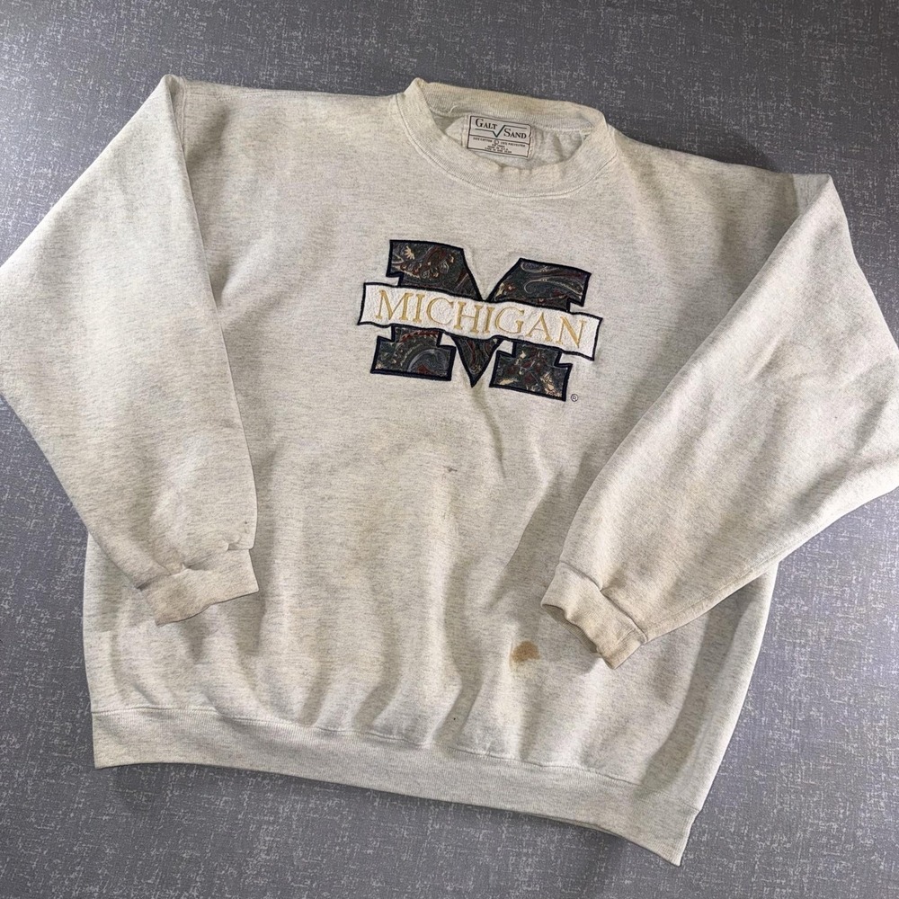 Vintage Michigan Wolverines Sweatshirt Mens Large Gray NCAA Football Galt Sand